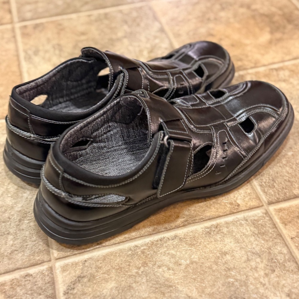 Stacy Adams Mens Black Fisherman Sandals 25528-005 Size 11.5 M Hook Loop Strap - Picture 7 of 12